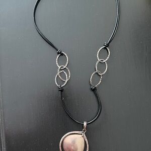 Silpada N1440 Black Cord Necklace with Silver Accents